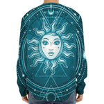 Geometric Celestial Sun And Moon Print Long Sleeve Baseball Jersey