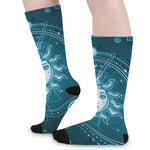 Geometric Celestial Sun And Moon Print Long Socks