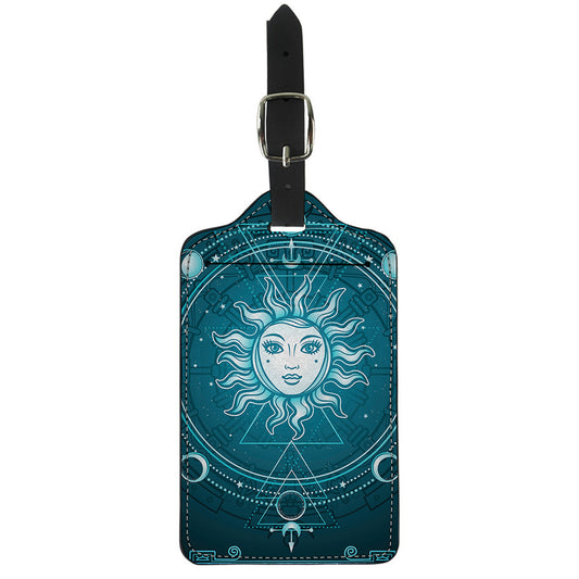 Geometric Celestial Sun And Moon Print Luggage Tag