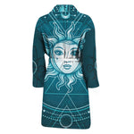 Geometric Celestial Sun And Moon Print Men's Bathrobe