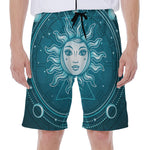 Geometric Celestial Sun And Moon Print Men's Beach Shorts