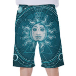 Geometric Celestial Sun And Moon Print Men's Beach Shorts