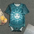 Geometric Celestial Sun And Moon Print Men's Bodysuit