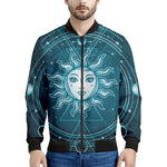 Geometric Celestial Sun And Moon Print Men's Bomber Jacket