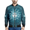 Geometric Celestial Sun And Moon Print Men's Bomber Jacket