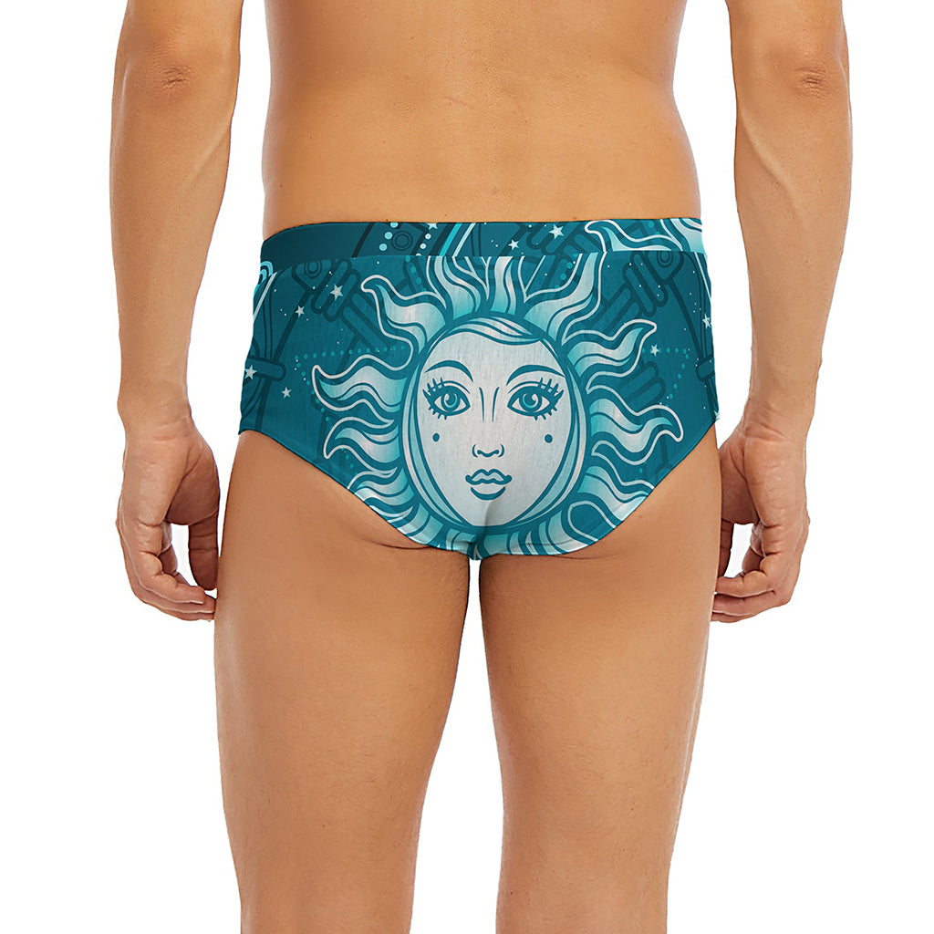 Geometric Celestial Sun And Moon Print Men's Briefs