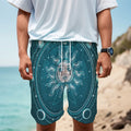 Geometric Celestial Sun And Moon Print Men's Cargo Shorts