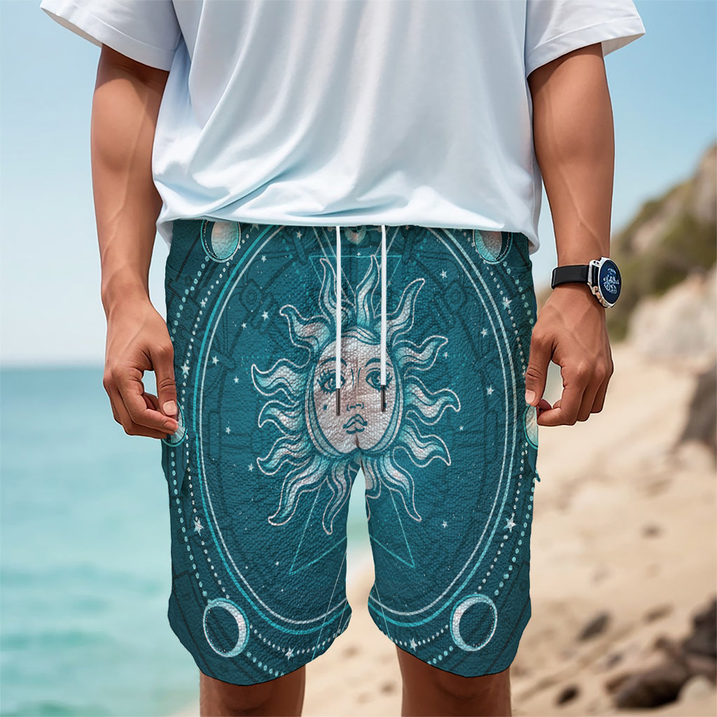 Geometric Celestial Sun And Moon Print Men's Cargo Shorts