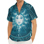 Geometric Celestial Sun And Moon Print Men's Deep V-Neck Shirt