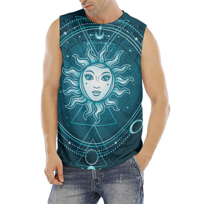 Geometric Celestial Sun And Moon Print Men's Fitness Tank Top