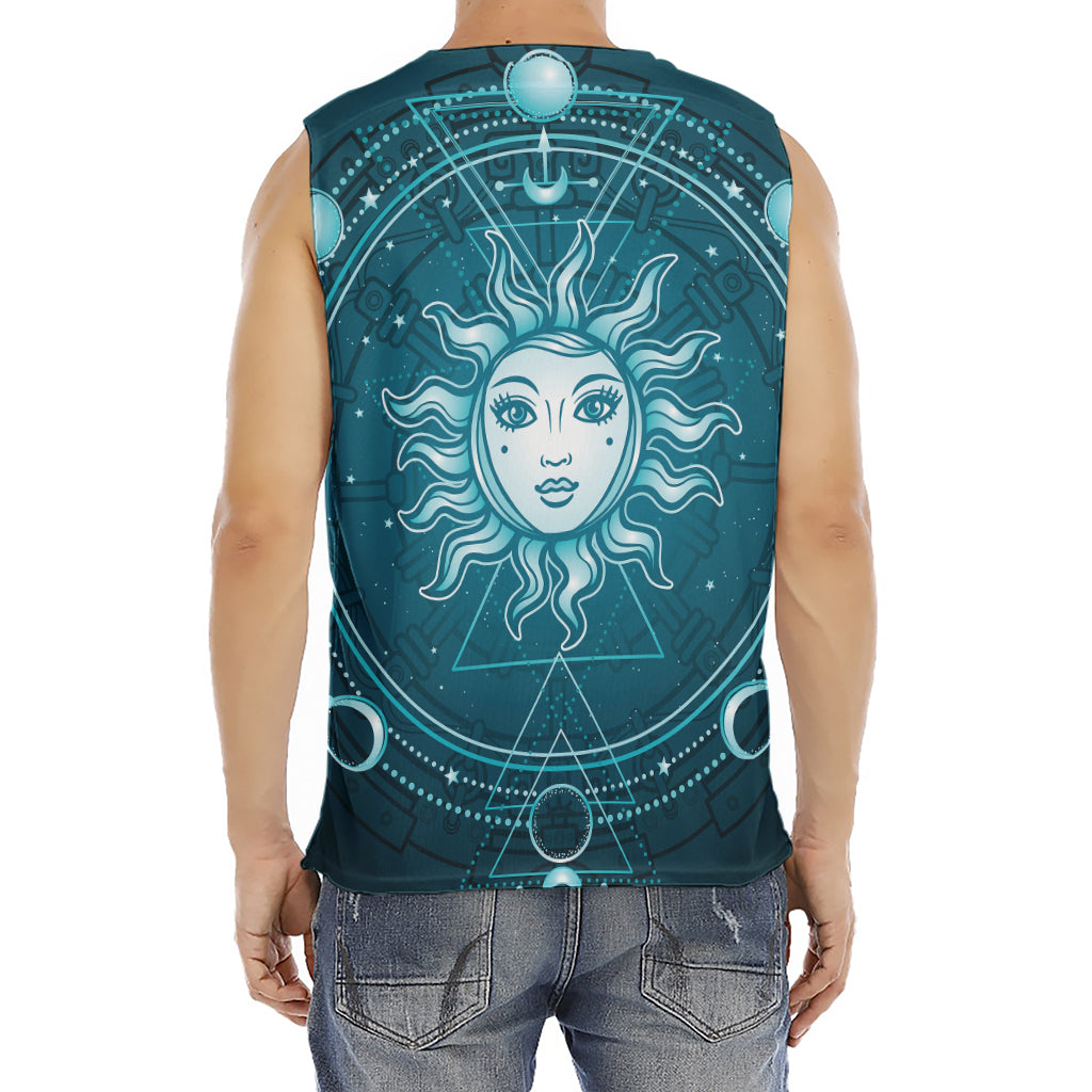 Geometric Celestial Sun And Moon Print Men's Fitness Tank Top