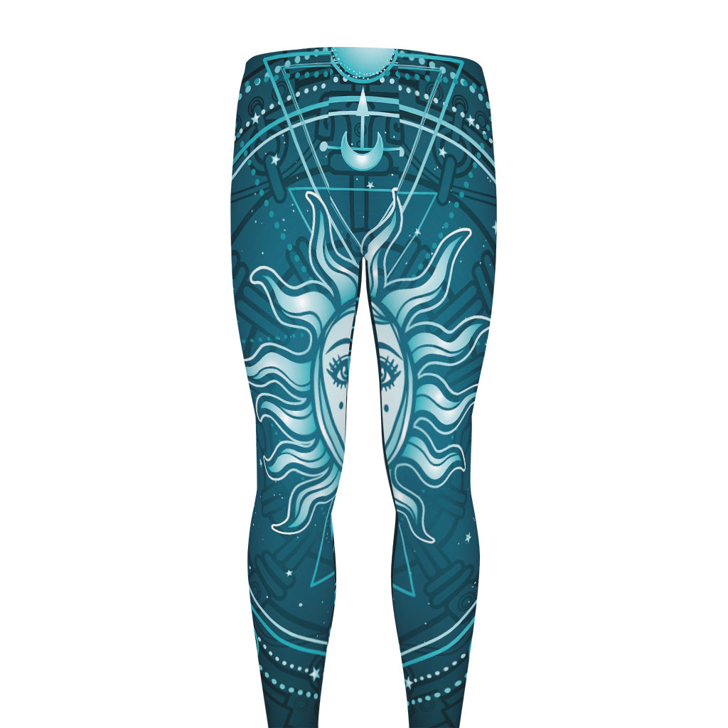 Geometric Celestial Sun And Moon Print Men's leggings