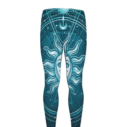 Geometric Celestial Sun And Moon Print Men's leggings
