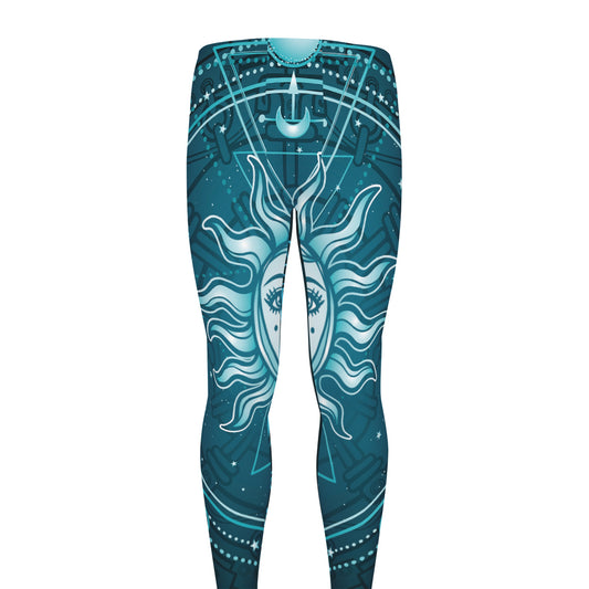 Geometric Celestial Sun And Moon Print Men's leggings