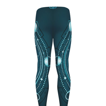 Geometric Celestial Sun And Moon Print Men's leggings