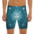 Geometric Celestial Sun And Moon Print Men's Long Boxer Briefs