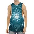 Geometric Celestial Sun And Moon Print Men's Muscle Tank Top