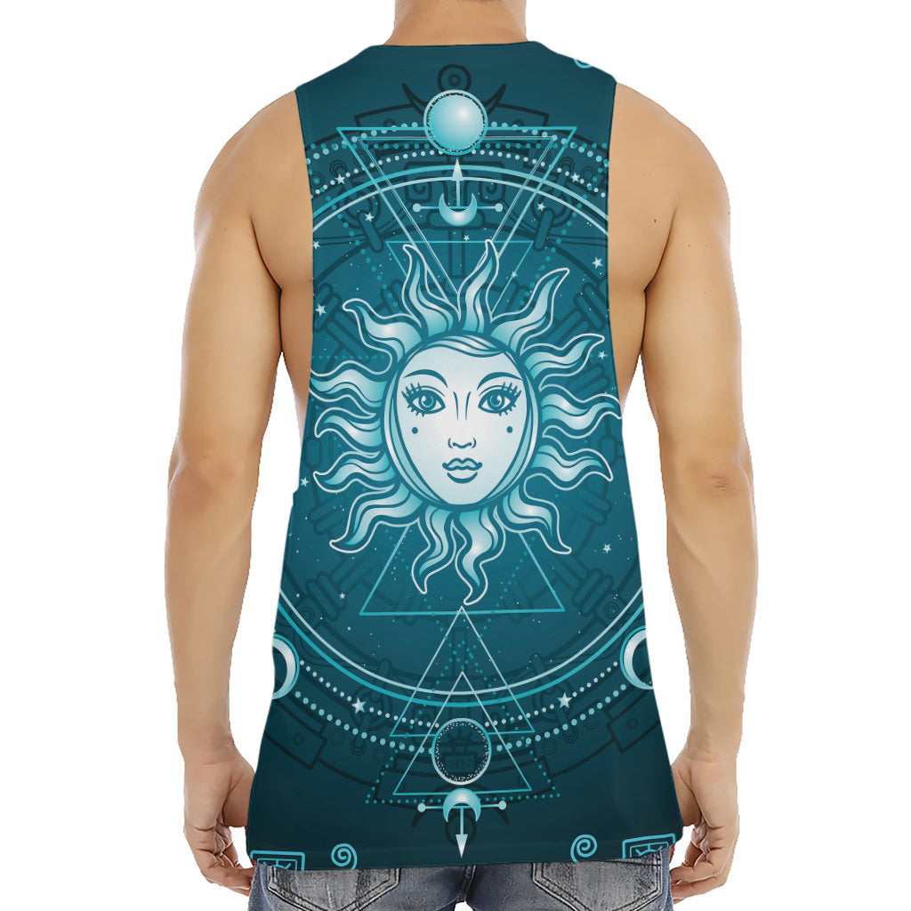 Geometric Celestial Sun And Moon Print Men's Muscle Tank Top