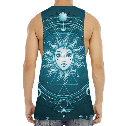 Geometric Celestial Sun And Moon Print Men's Muscle Tank Top