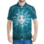 Geometric Celestial Sun And Moon Print Men's Polo Shirt