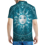 Geometric Celestial Sun And Moon Print Men's Polo Shirt