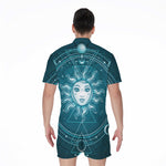 Geometric Celestial Sun And Moon Print Men's Rompers