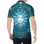 Geometric Celestial Sun And Moon Print Men's Shirt