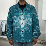 Geometric Celestial Sun And Moon Print Men's Shirt Jacket