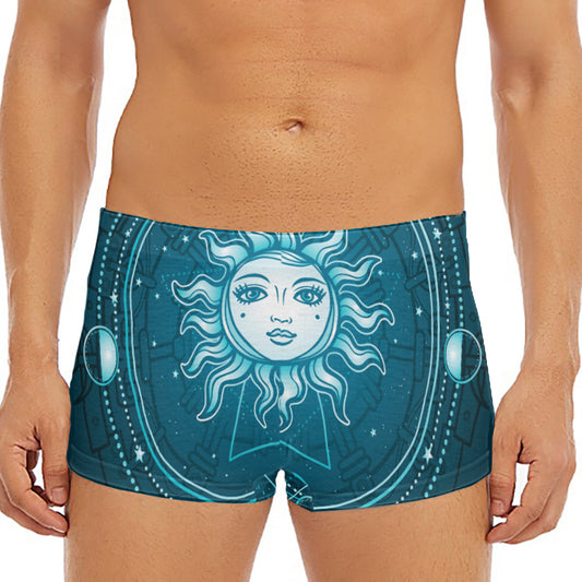 Geometric Celestial Sun And Moon Print Men's Short Boxer Briefs