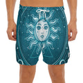 Geometric Celestial Sun And Moon Print Men's Split Running Shorts