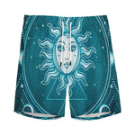 Geometric Celestial Sun And Moon Print Men's Sports Shorts