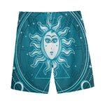 Geometric Celestial Sun And Moon Print Men's Sports Shorts