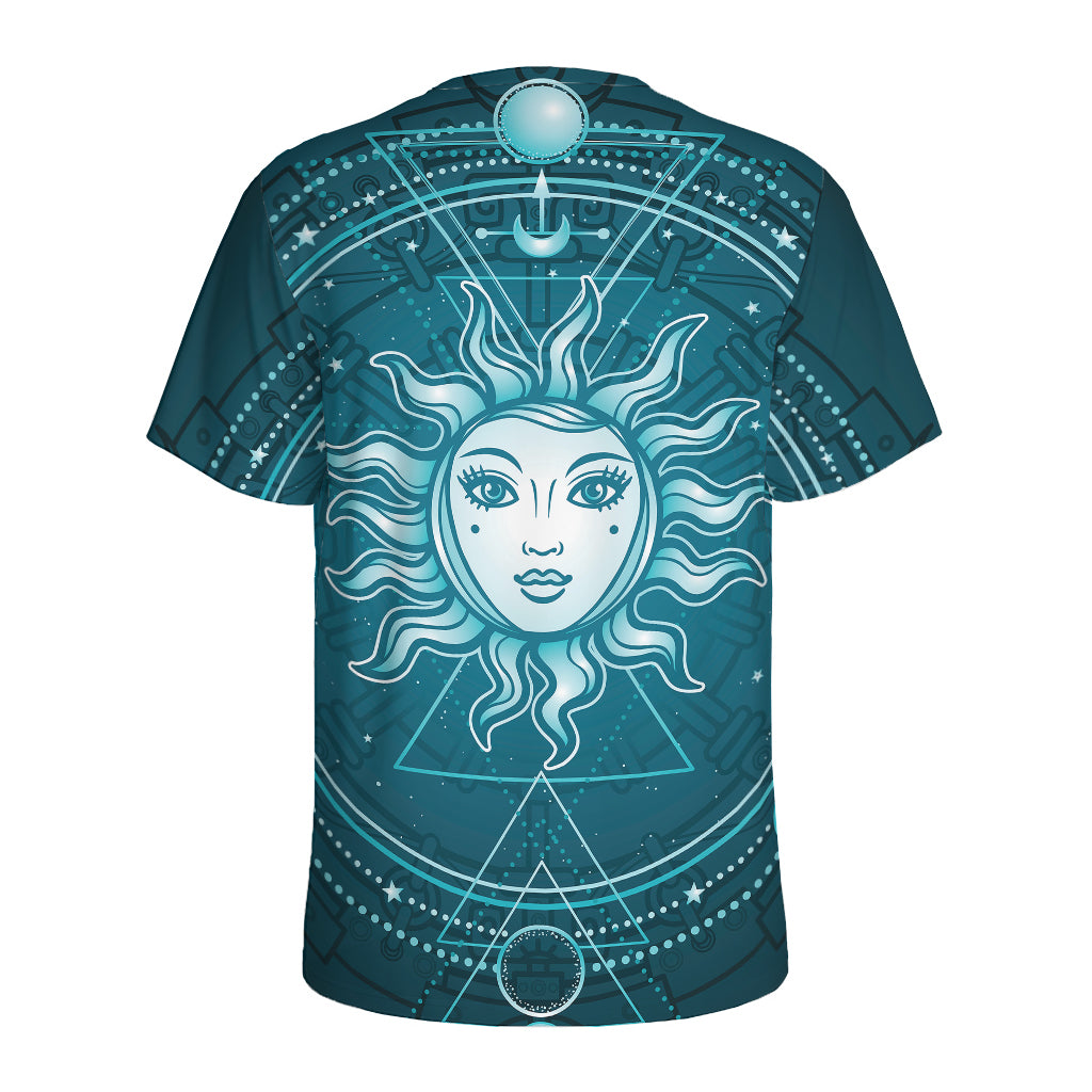 Geometric Celestial Sun And Moon Print Men's Sports T-Shirt