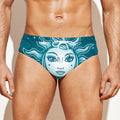 Geometric Celestial Sun And Moon Print Men's Swim Briefs