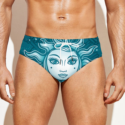 Geometric Celestial Sun And Moon Print Men's Swim Briefs