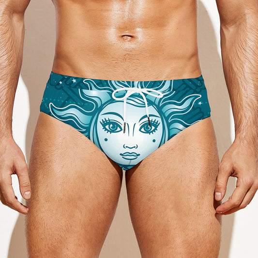 Geometric Celestial Sun And Moon Print Men's Swim Briefs