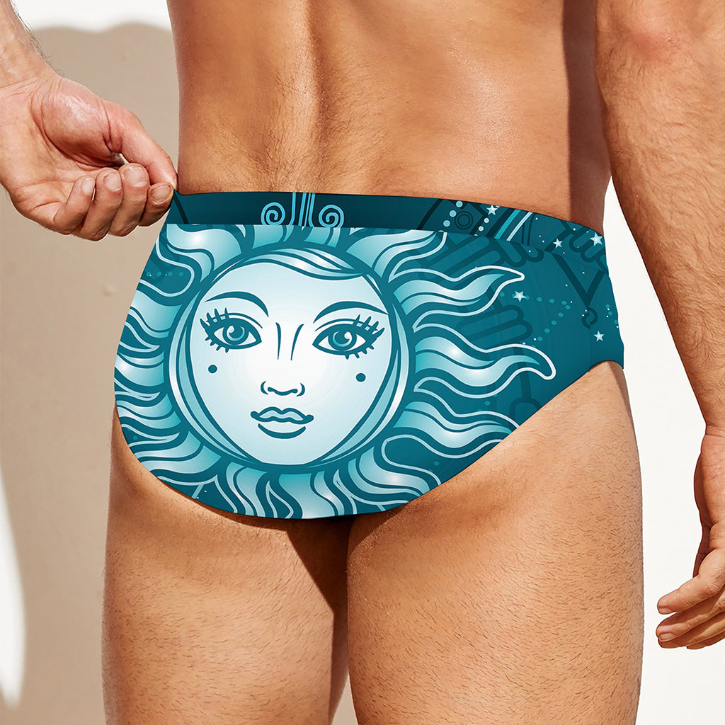 Geometric Celestial Sun And Moon Print Men's Swim Briefs