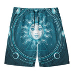 Geometric Celestial Sun And Moon Print Men's Swim Trunks
