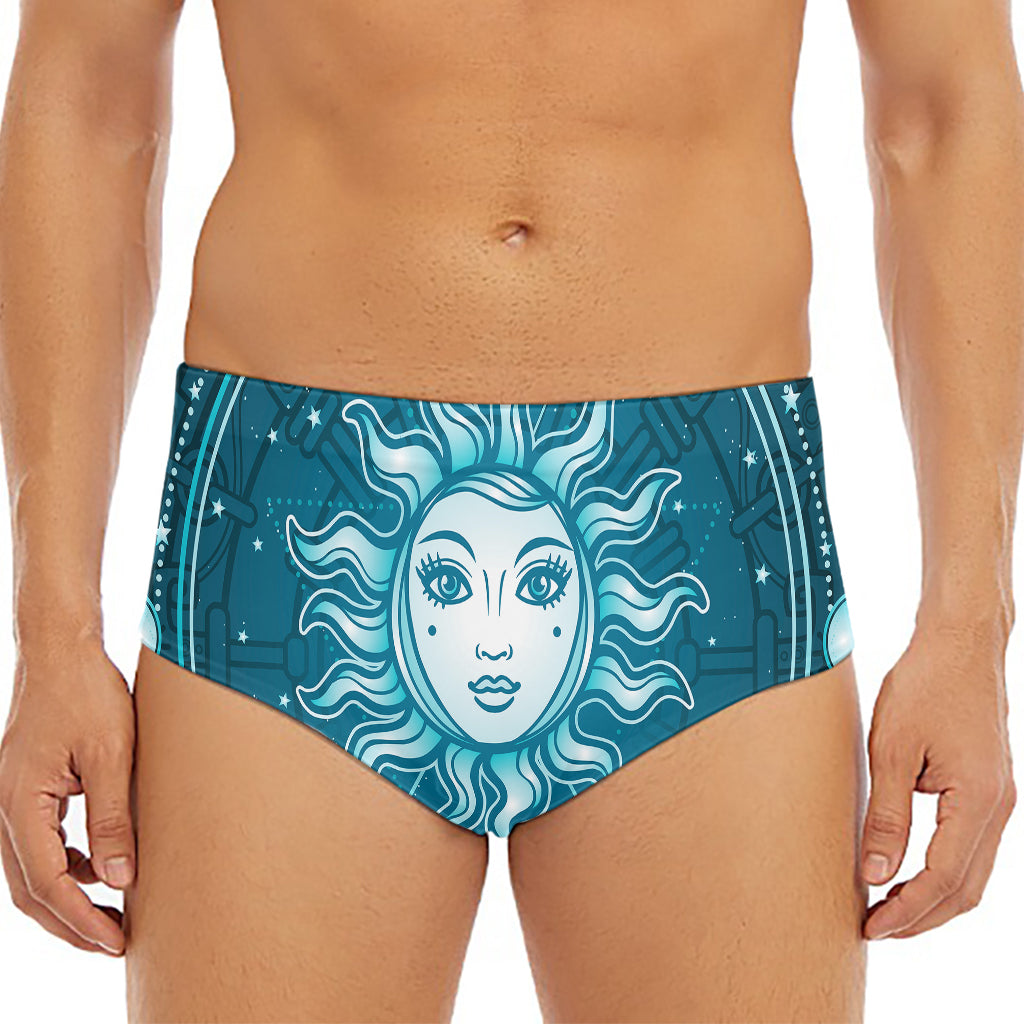 Geometric Celestial Sun And Moon Print Men's Triangle Swim Briefs