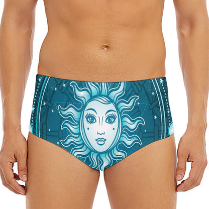 Geometric Celestial Sun And Moon Print Men's Triangle Swim Briefs