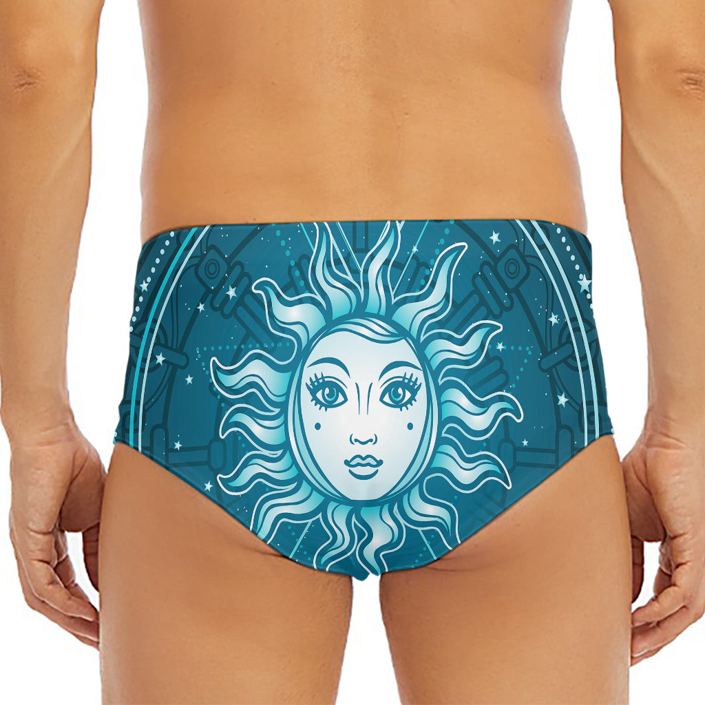 Geometric Celestial Sun And Moon Print Men's Triangle Swim Briefs