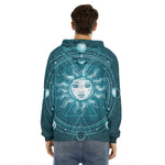 Geometric Celestial Sun And Moon Print Men's Velvet Pullover Hoodie
