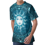 Geometric Celestial Sun And Moon Print Men's Velvet T-Shirt