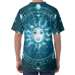 Geometric Celestial Sun And Moon Print Men's Velvet T-Shirt