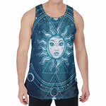 Geometric Celestial Sun And Moon Print Men's Velvet Tank Top
