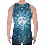 Geometric Celestial Sun And Moon Print Men's Velvet Tank Top