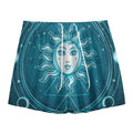 Geometric Celestial Sun And Moon Print Mesh Shorts