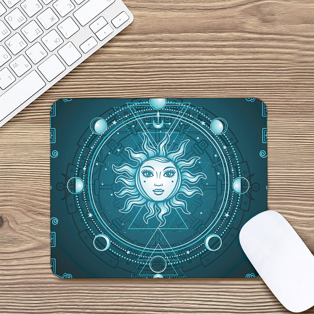 Geometric Celestial Sun And Moon Print Mouse Pad