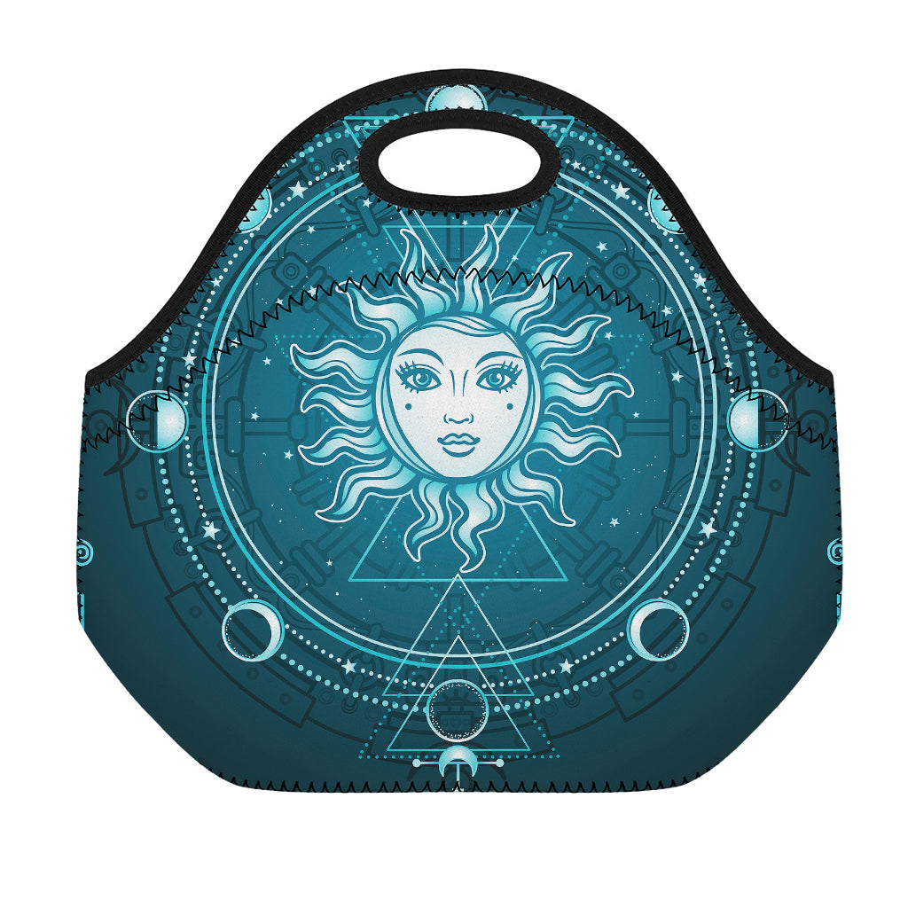 Geometric Celestial Sun And Moon Print Neoprene Lunch Bag