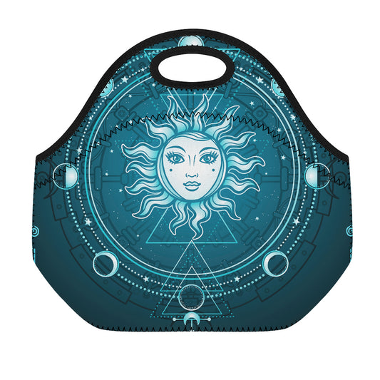 Geometric Celestial Sun And Moon Print Neoprene Lunch Bag